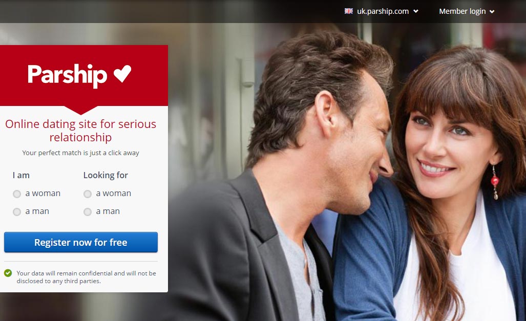 Parship homepage screenshot for international dating site review