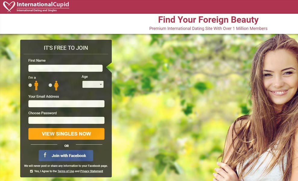 International Cupid screenshot of homepage for international dating site review