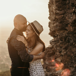 A photo of a couple hugging