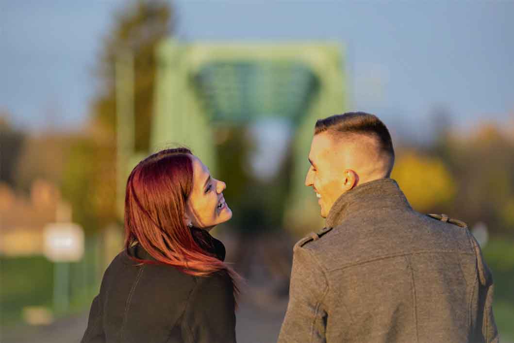 A vibrant photo of man and woman enjoying each other’s company.