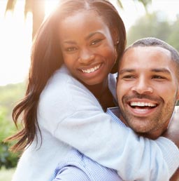 An interracial couple involved in international dating.