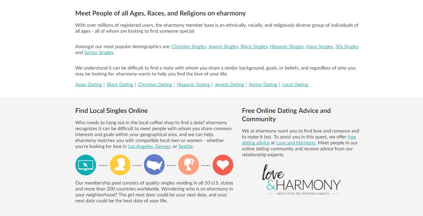 eHarmony preference page image for international dating site review