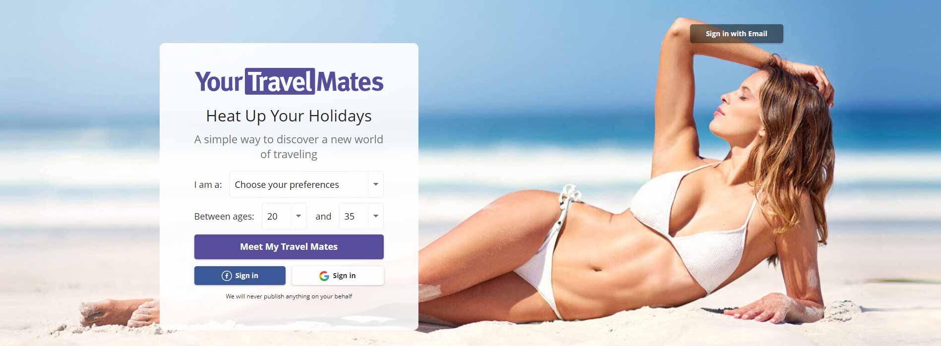 Travel Meet Date home page image for international travel and dating site review